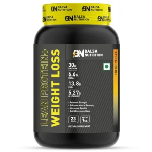 Balsa Nutrition Lean Protein + Weight Loss powder in French Vanilla flavor, a delicious and effective meal replacement to fuel your fitness journey and support weight loss goals.