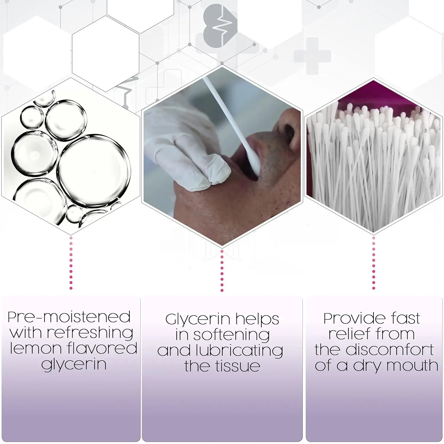 These lemon glycerin swabsticks are pre-moistened and ideal for post-operative oral care, providing refreshment and relief for dry mouths.