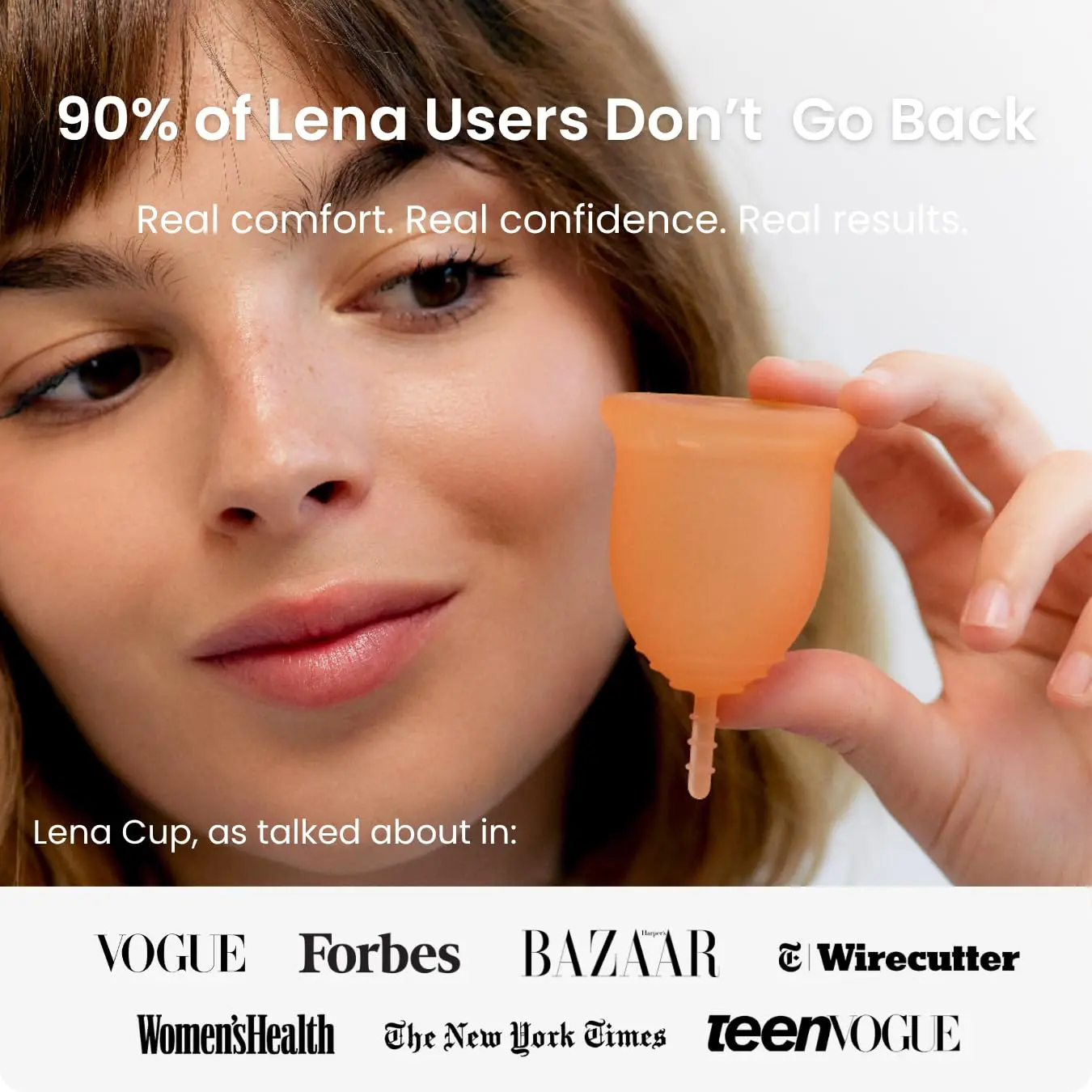 A set of Lena reusable menstrual cups, in pink and turquoise, offering a sustainable alternative to tampons and pads from a woman-owned US business.