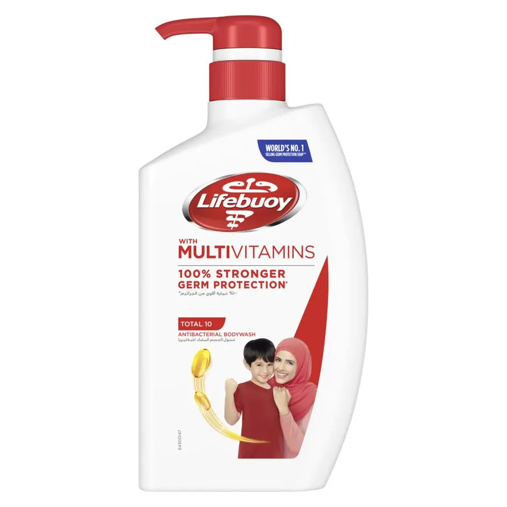 Lifebuoy Total 10 antibacterial body wash provides stronger germ protection and daily hygiene for the whole family, with a new multivitamin formula.