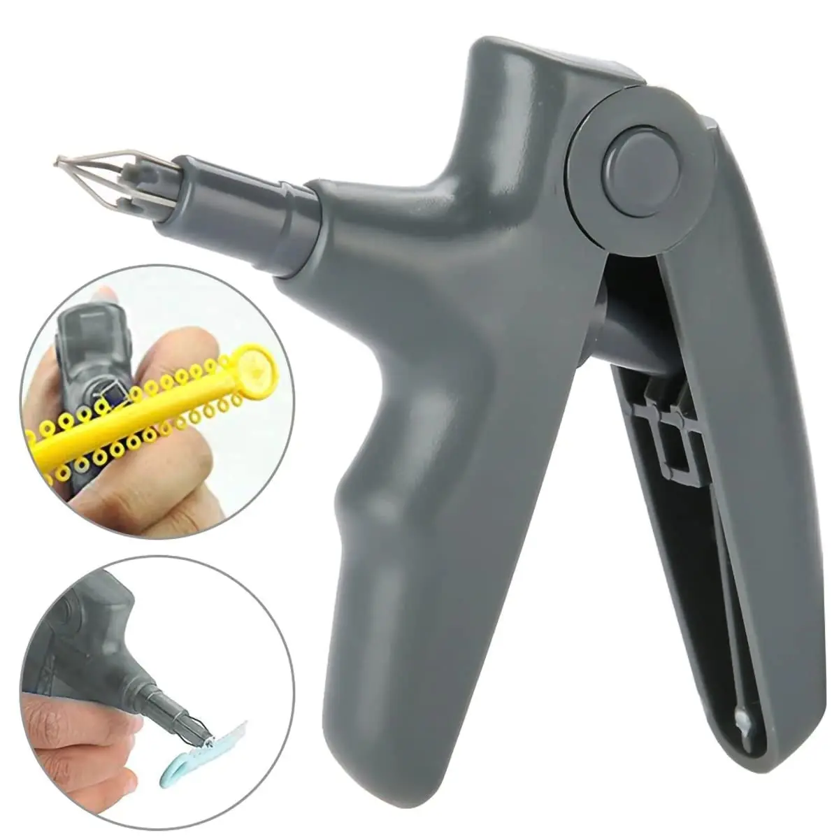 This set features a ligature tie gun with a non-slip handle and a pack of 1040 multi-colored dental orthodontic ligature ties made of hypoallergenic, elastic material for dental accessories.