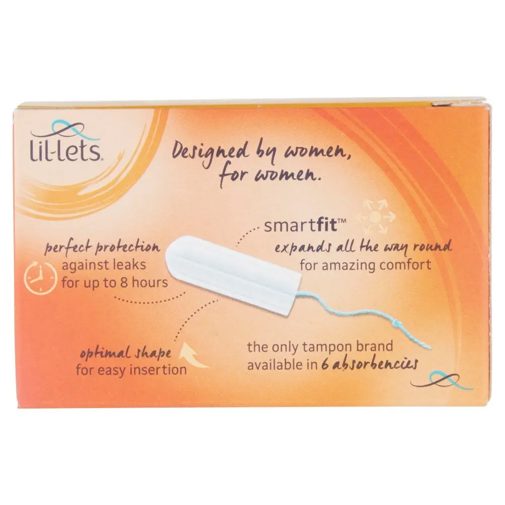 Lil-Lets Smartfit Ultra tampons expand widthways for comfortable, applicator-free protection, featuring a soft cover and rounded tip for easy insertion.