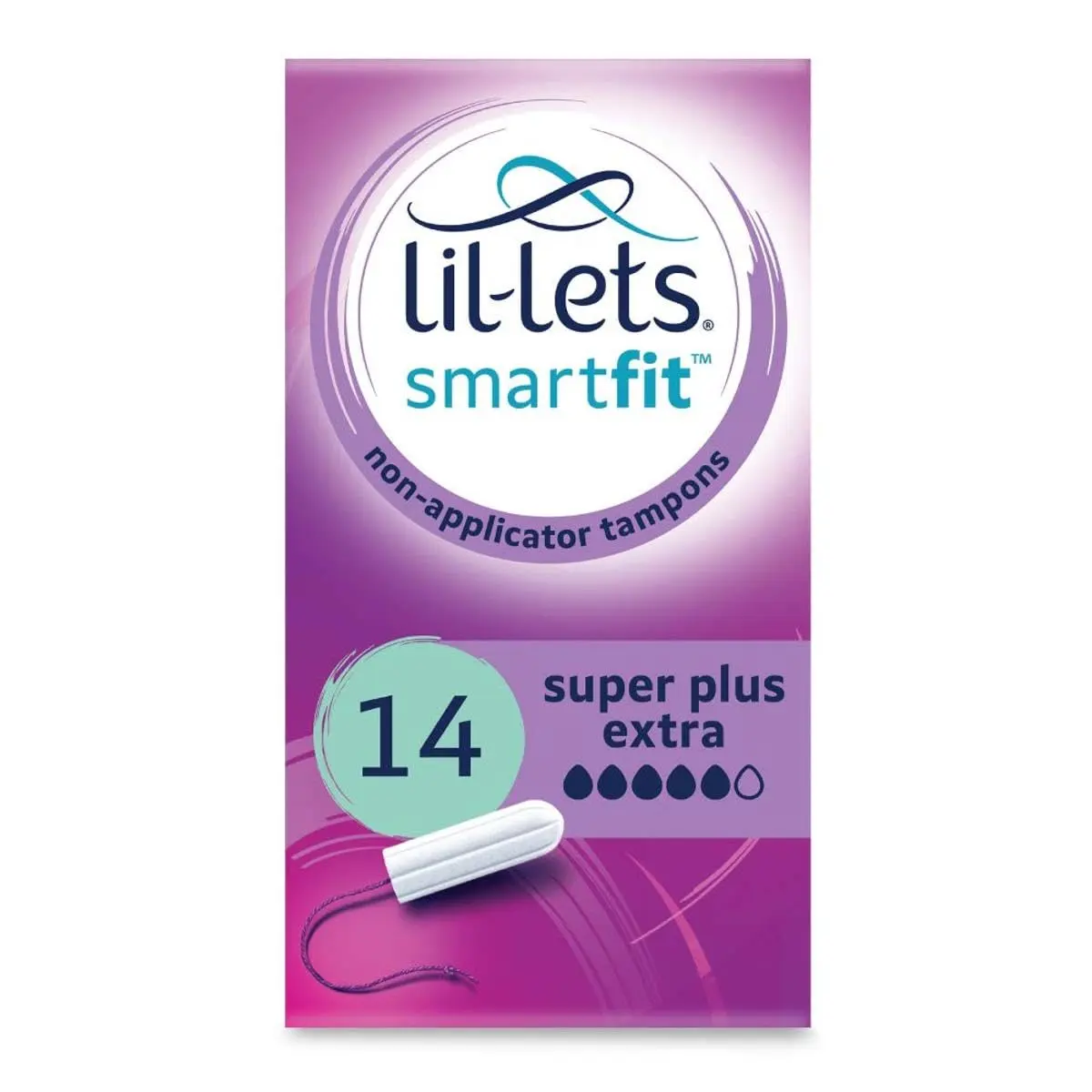 Lil-Lets non-applicator super plus tampons provide comfortable, discreet protection for very heavy flow days, expanding all the way round for a secure fit.