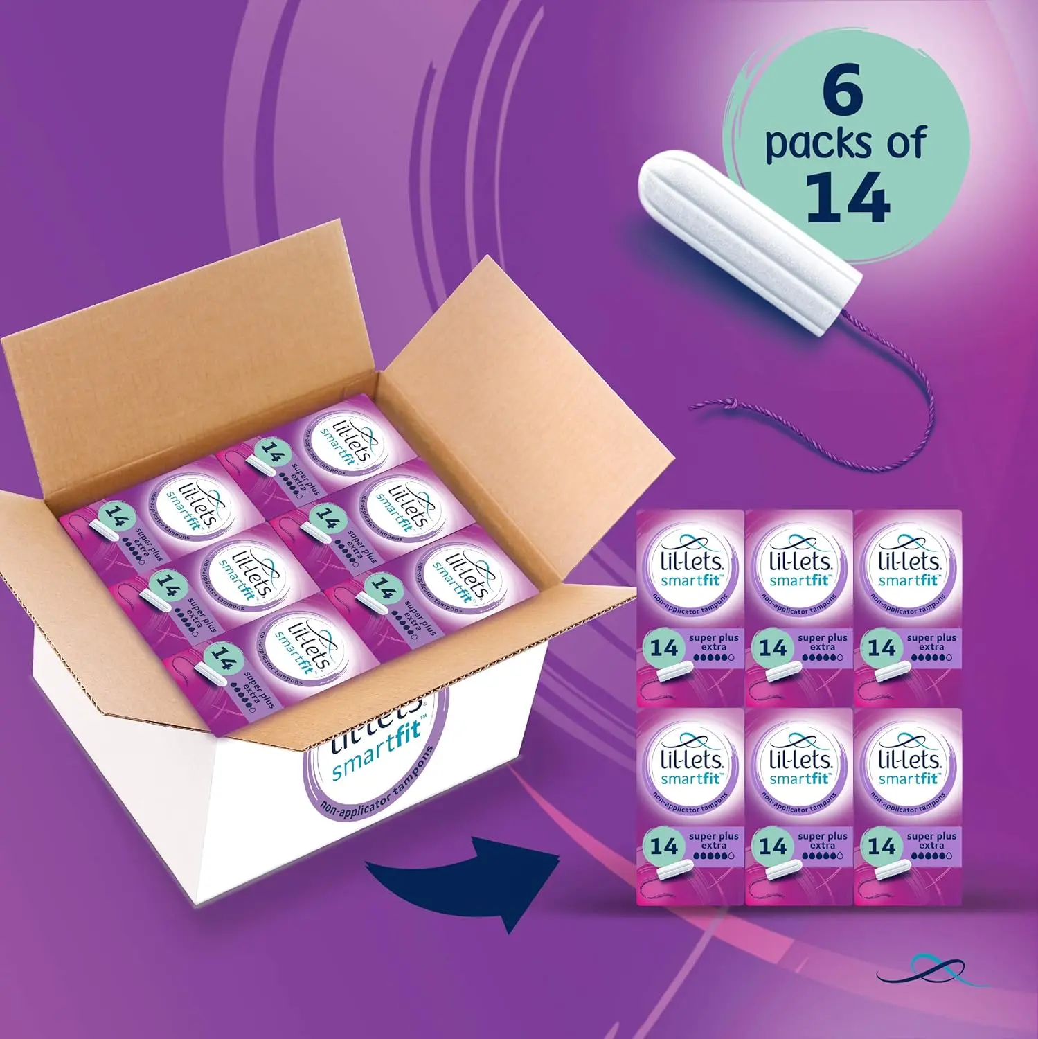 Lil-Lets Super Plus non-applicator tampons offer discreet and comfortable protection for very heavy flow with a plant-based core.