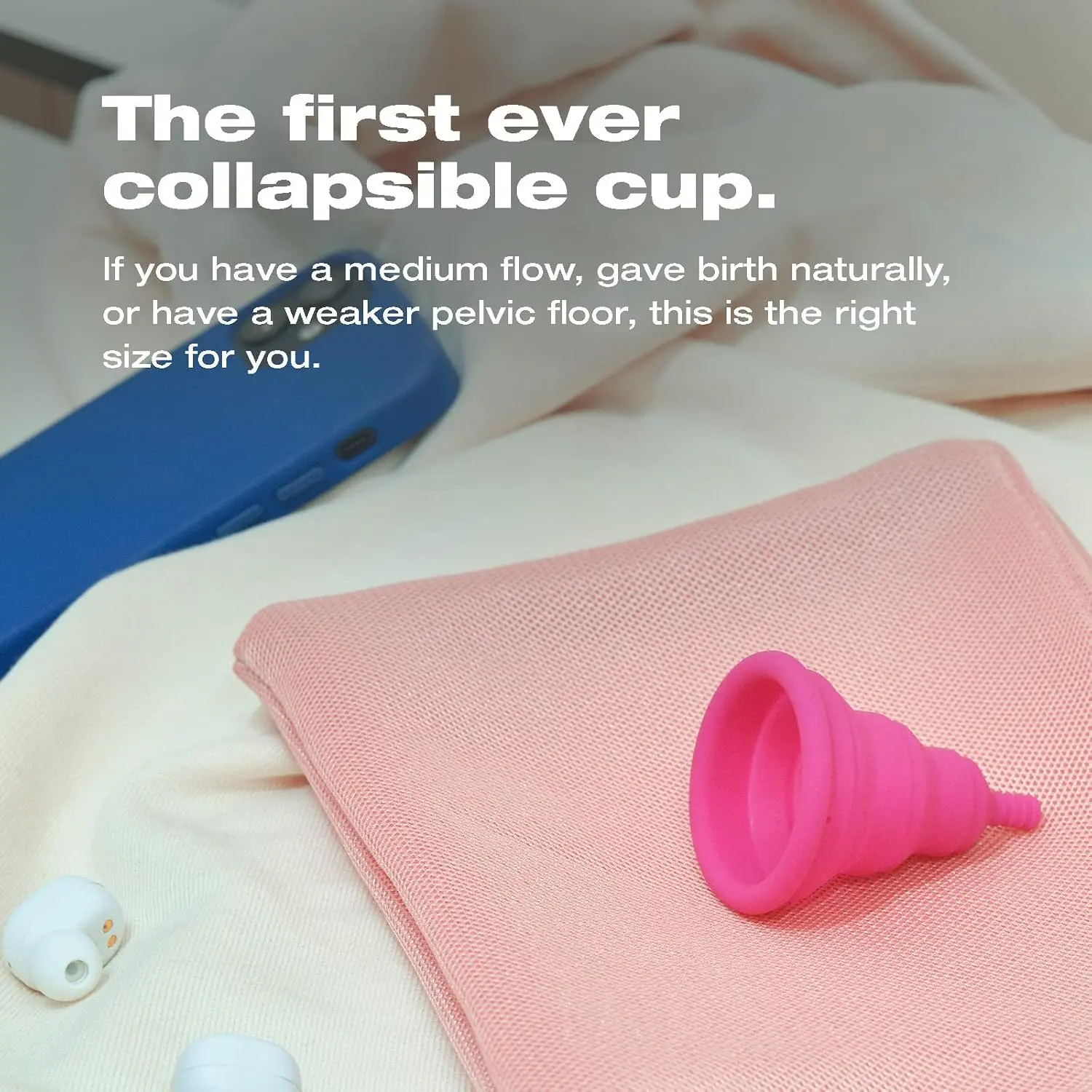 Collapsible and reusable Lily Cup Compact Size B offers up to 12 hours of comfortable period protection for women who have given birth vaginally.