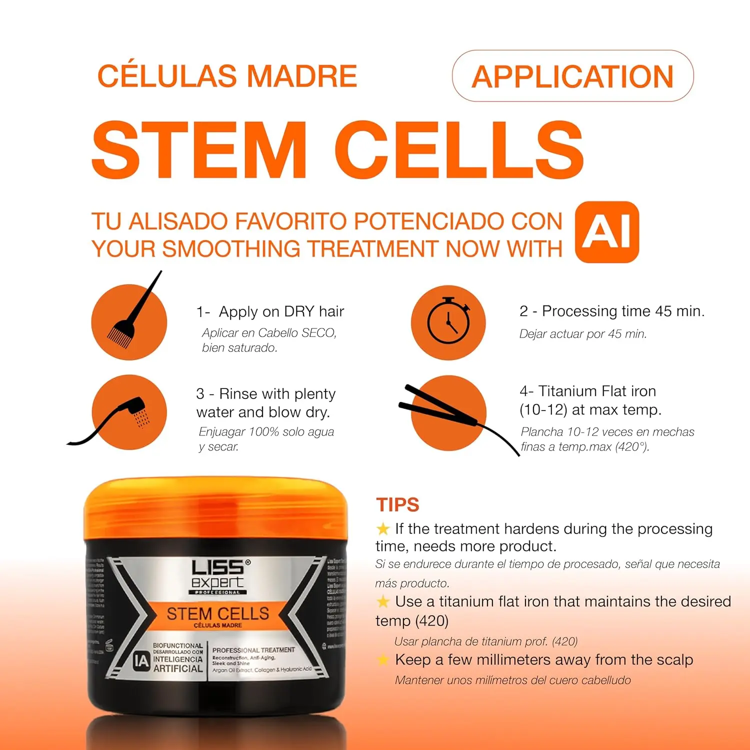 Liss Expert stem cell hair treatment and magic mask set revitalizes and rejuvenates damaged hair, promoting strength and shine with salon-quality results at home.