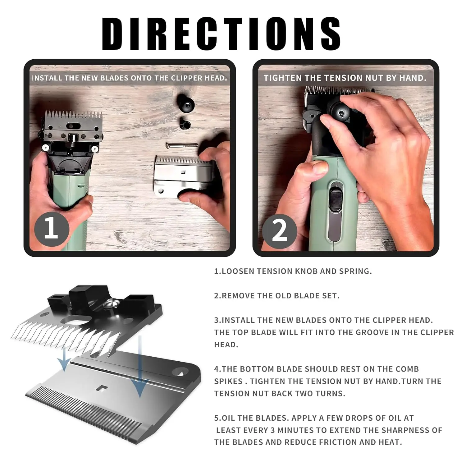 A medium A2/AC replacement blade compatible with Lister Star, Legend, Liberty, and Fusion animal clippers, made of stainless steel with a 3/32 inch cut length for horses, alpacas, cattle, and other livestock.