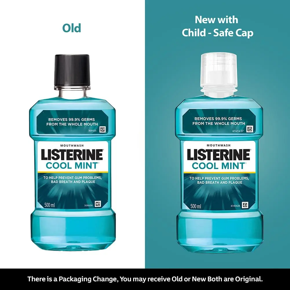 Listerine Cool Mint mouthwash provides 24-hour protection against plaque and bad breath, leaving you with a lasting fresh breath confidence and a healthier mouth.