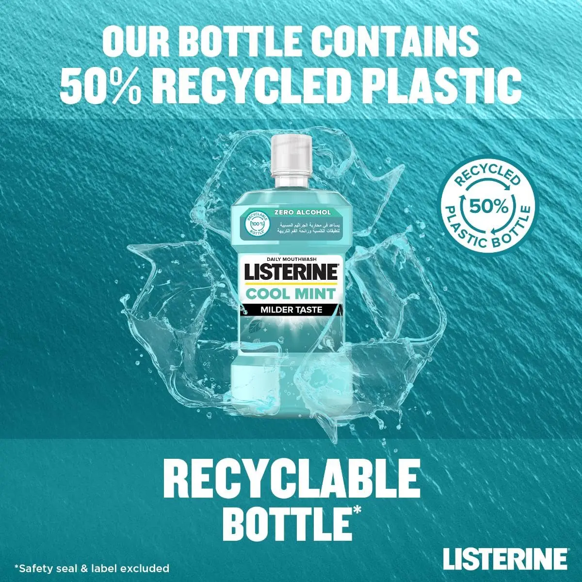 Listerine Cool Mint mouthwash kills 99% of germs that cause bad breath and plaque, promoting healthy gums and fresh breath.