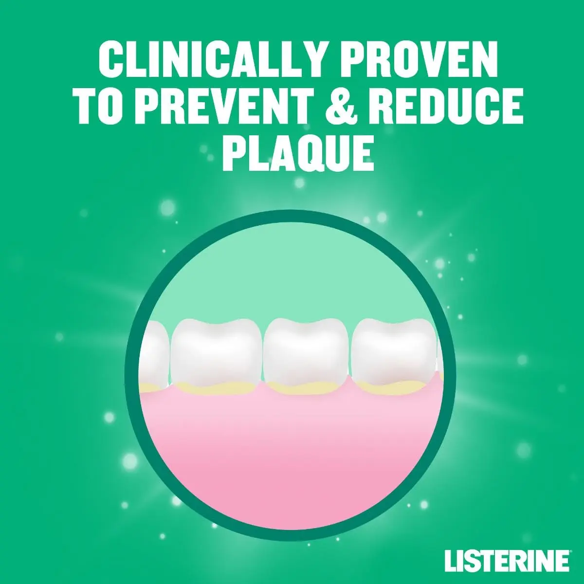 A bottle of Listerine Fresh Burst mouthwash kills 99% of bad breath germs, reduces plaque, protects gums, and freshens breath with a deeper clean.