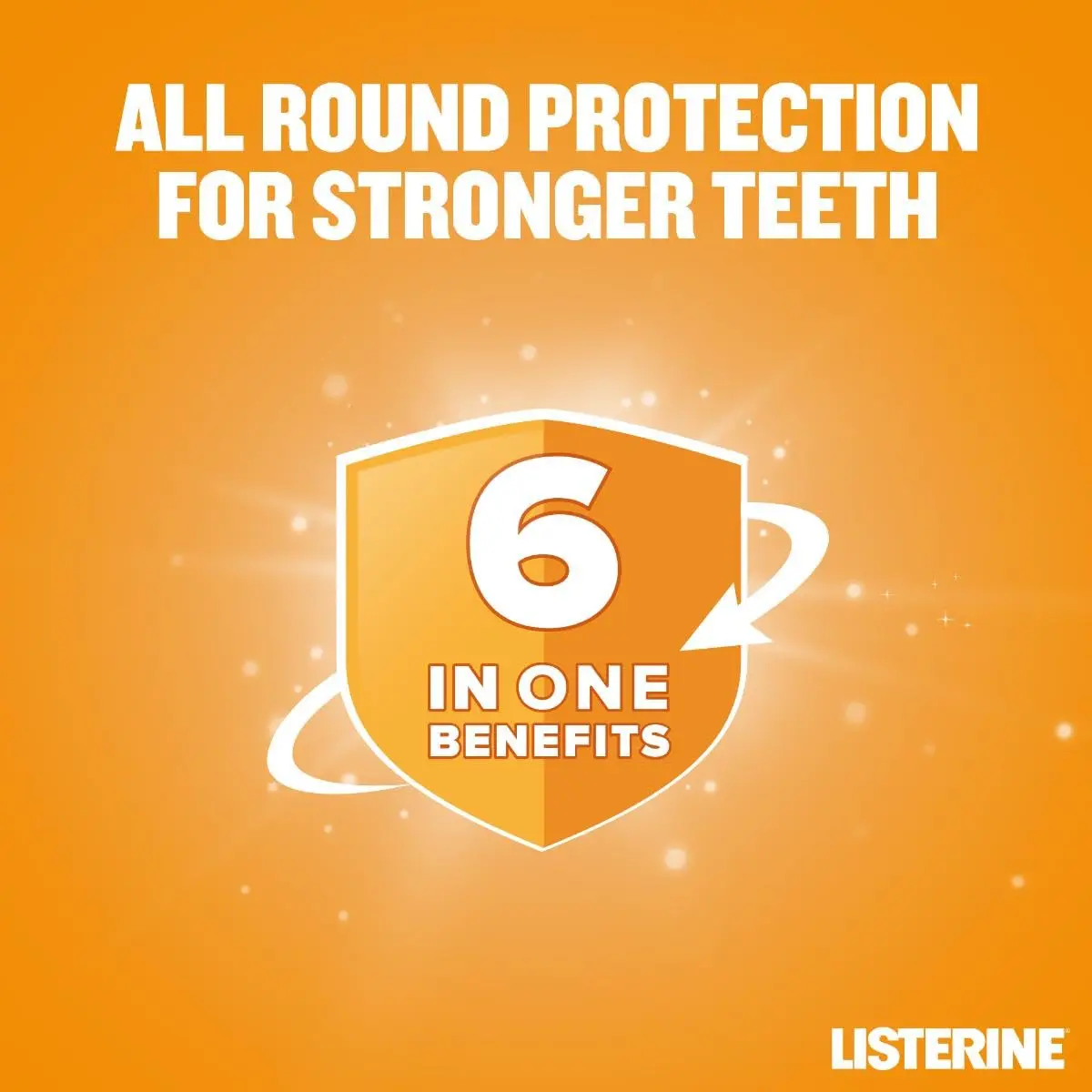 Listerine Total Care mouthwash provides 12-hour germ protection, reduces plaque, protects gums, freshens breath, and strengthens teeth with a refreshing flavor and recyclable bottle.