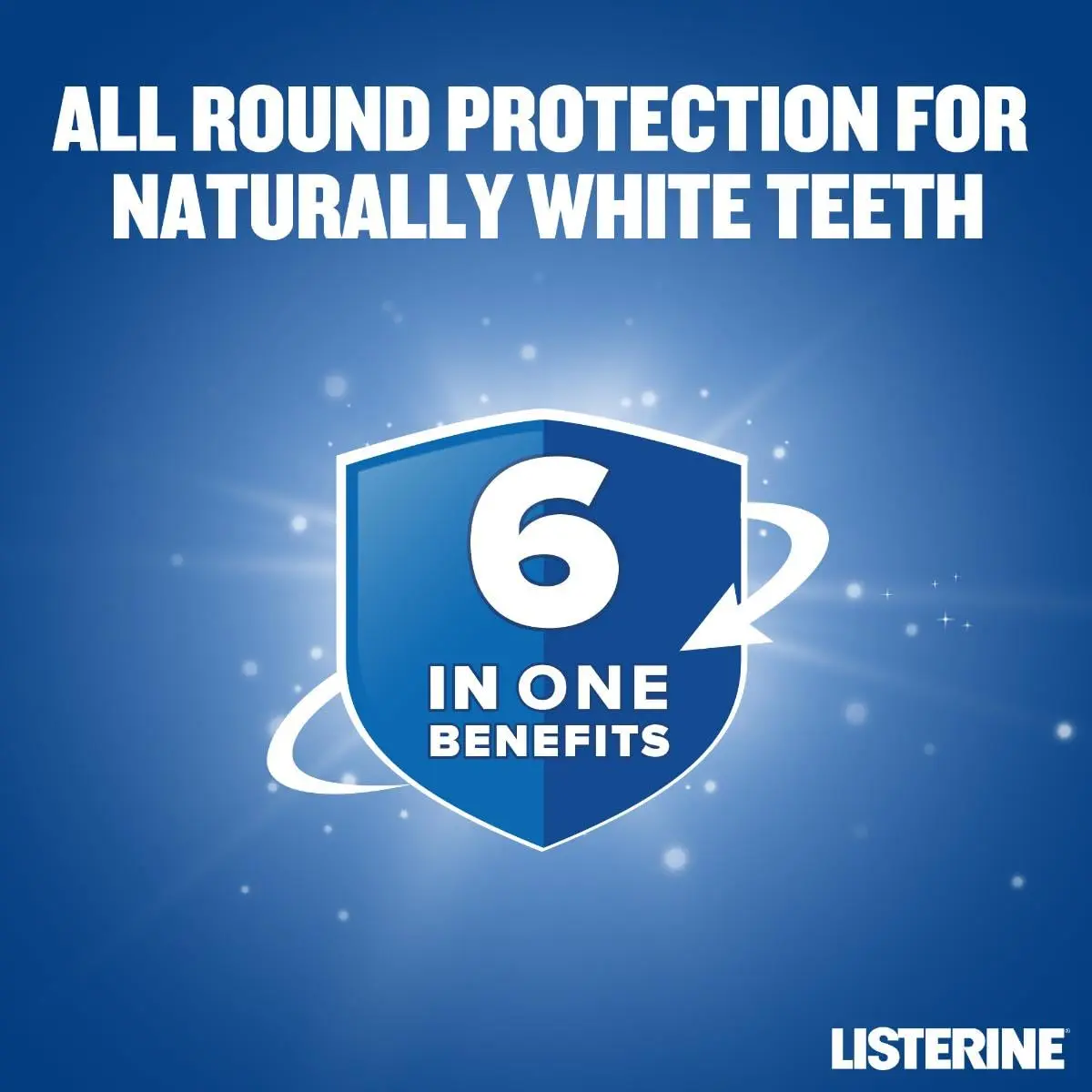 Listerine Total Care Tartar Protect Arctic Mint mouthwash provides 12-hour germ protection, prevents tartar buildup, and strengthens teeth for a naturally white smile.