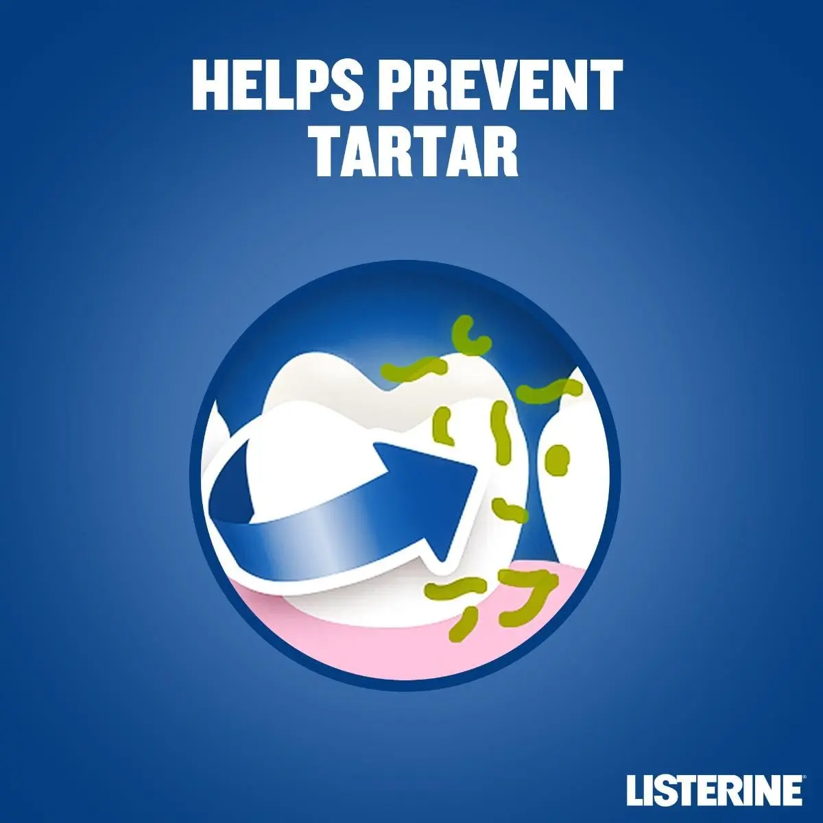 Listerine Total Care Tartar Protect Arctic Mint mouthwash provides 12-hour germ protection, prevents tartar buildup, and strengthens teeth for a naturally white smile.