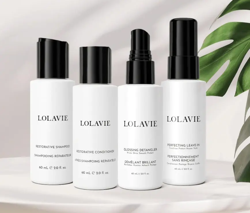 This LolaVie travel hair kit includes four TSA-approved, 2.0 oz hair care products designed to revitalize, repair, cleanse, and protect all hair types with vegan and cruelty-free formulas.