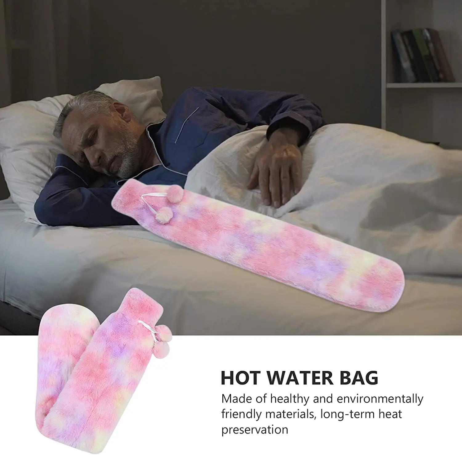 This long, flexible hot water bottle provides soothing warmth and pain relief for your back, neck, shoulders, and legs, keeping you cozy all night.