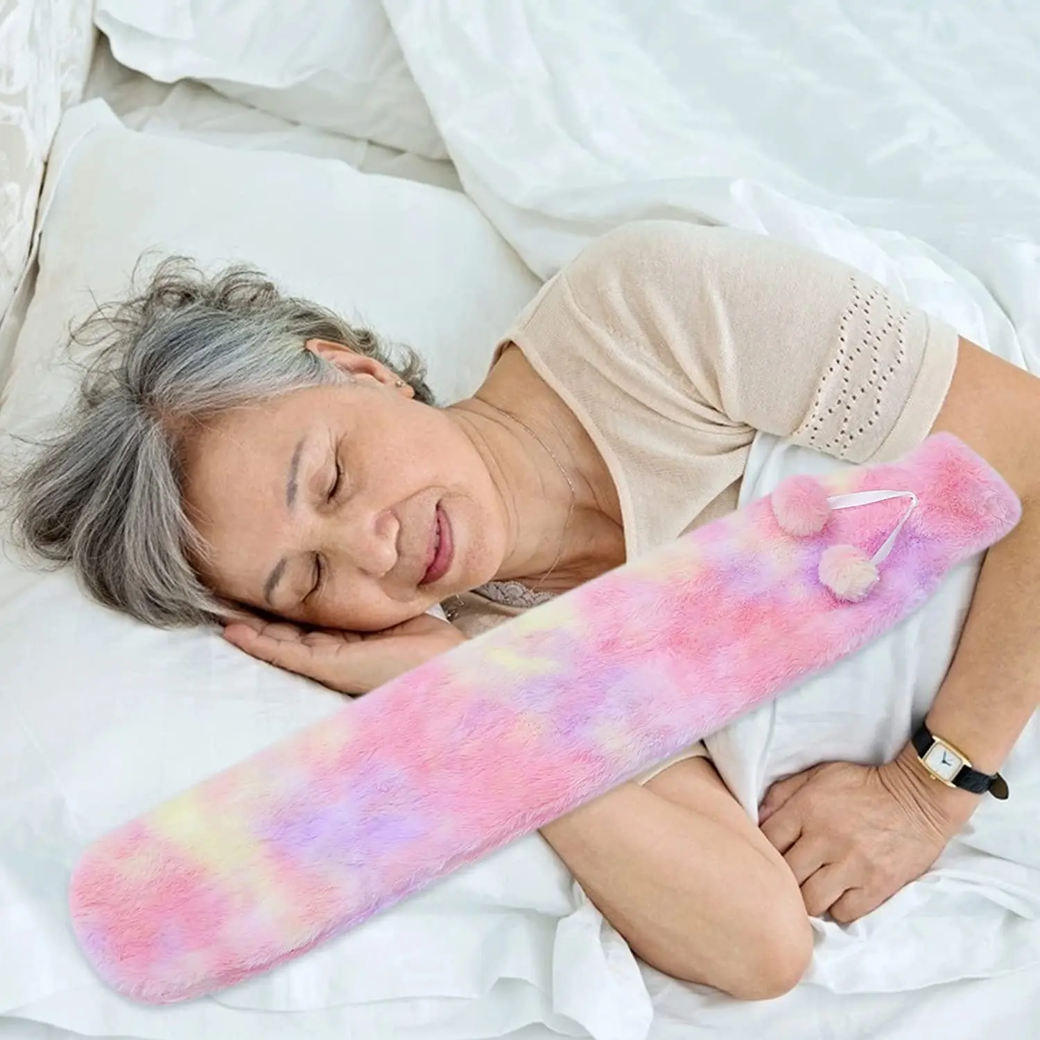 This long, flexible hot water bottle provides soothing warmth and pain relief for your back, neck, shoulders, and legs, keeping you cozy all night.