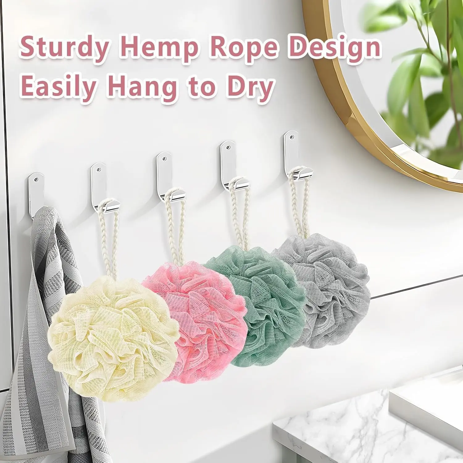 This four pack of colorful loofah bath sponges are soft mesh shower puffs perfect for exfoliating and cleansing skin for both men and women.