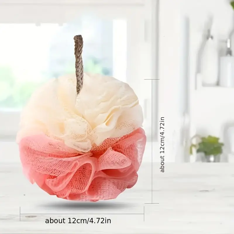 This image displays a four-pack of colorful luffa sponges, perfect for exfoliating in the shower or bath.