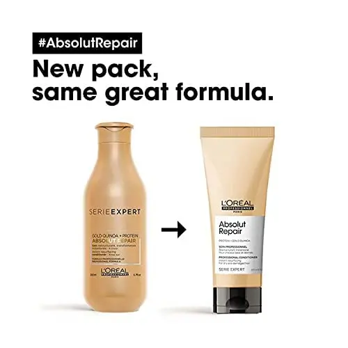 L'Oreal Absolut Repair shampoo and conditioner set for damaged hair.