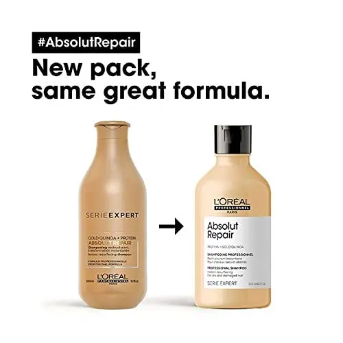 L'Oreal Absolut Repair shampoo and conditioner set for damaged hair.