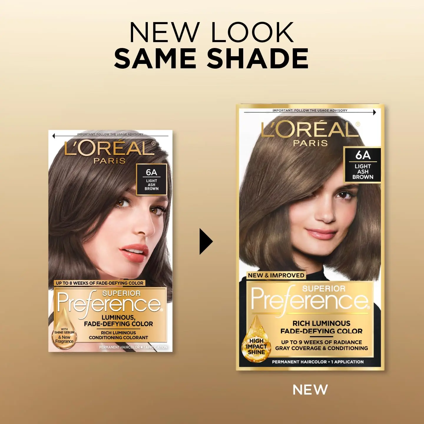 L'Oréal Paris Superior Preference 6A Light Ash Brown permanent hair color provides fade-defying color, gray coverage, and lasting shine for up to 9 weeks, with a no-drip gel formula and shine-protecting conditioner.