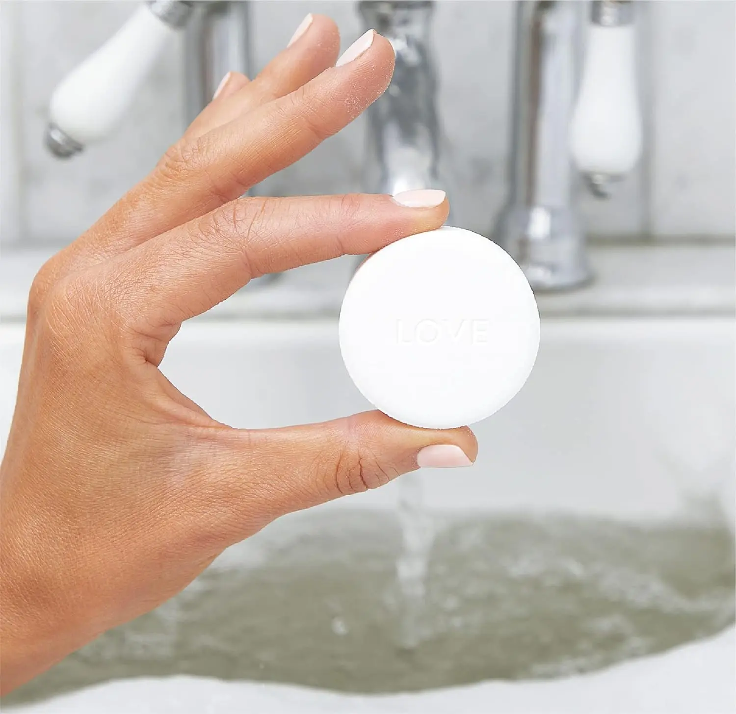 J.R. Watkins Love bath and shower aromatherapy tablets with peony and patchouli scent for a sensual, spa-like experience that boosts desire and moisturizes skin.