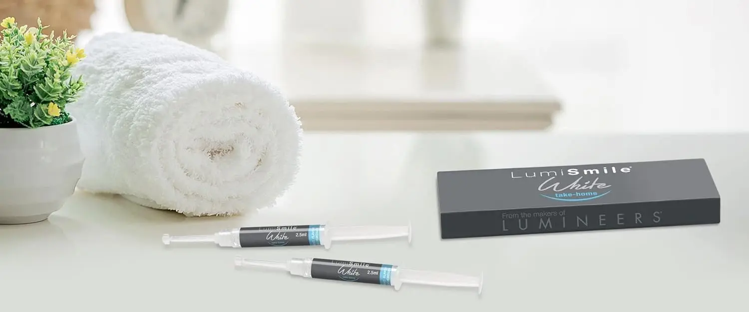 Two syringes of LumiSmile White 16% carbamide peroxide take-home teeth whitening treatment for a brighter, whiter smile with minimal sensitivity.