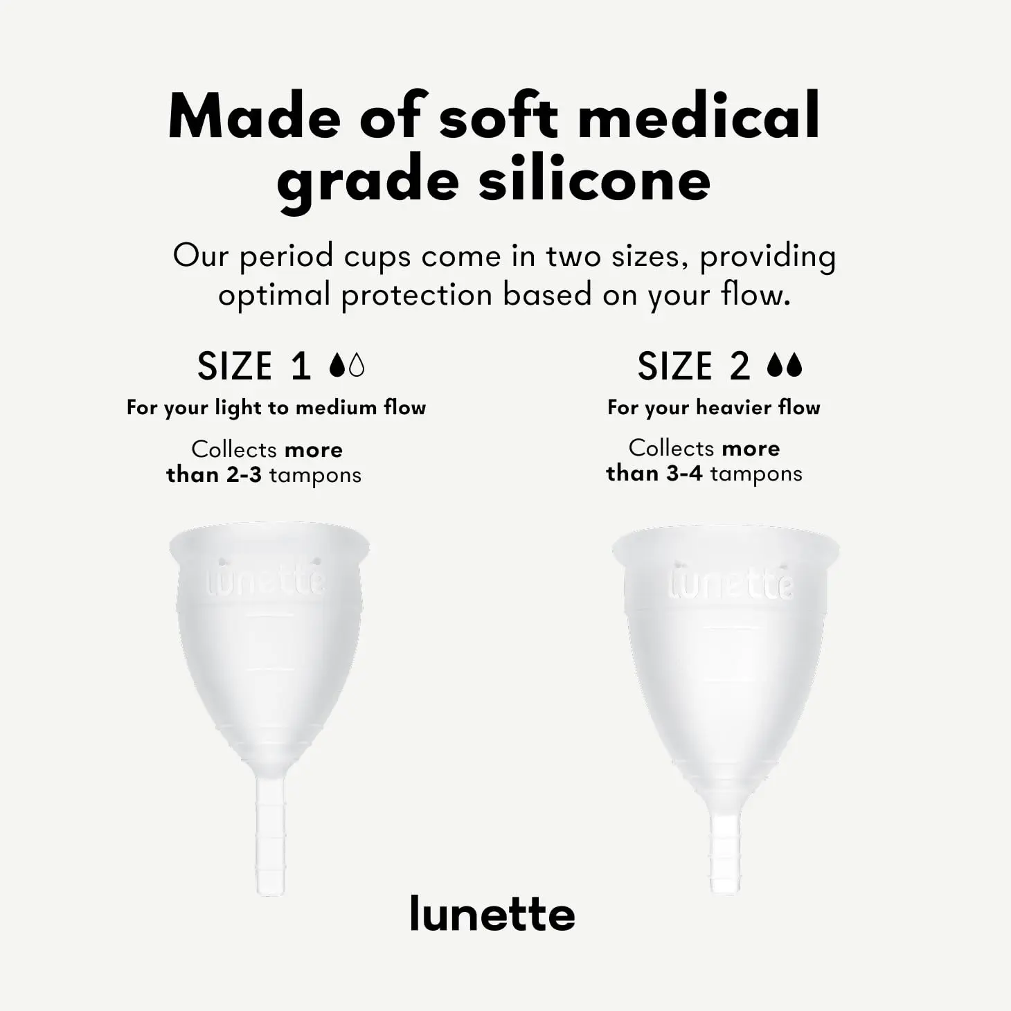 Clear Lunette Model 1 menstrual cup for light to moderate flow, a reusable and eco-friendly alternative to tampons and pads.