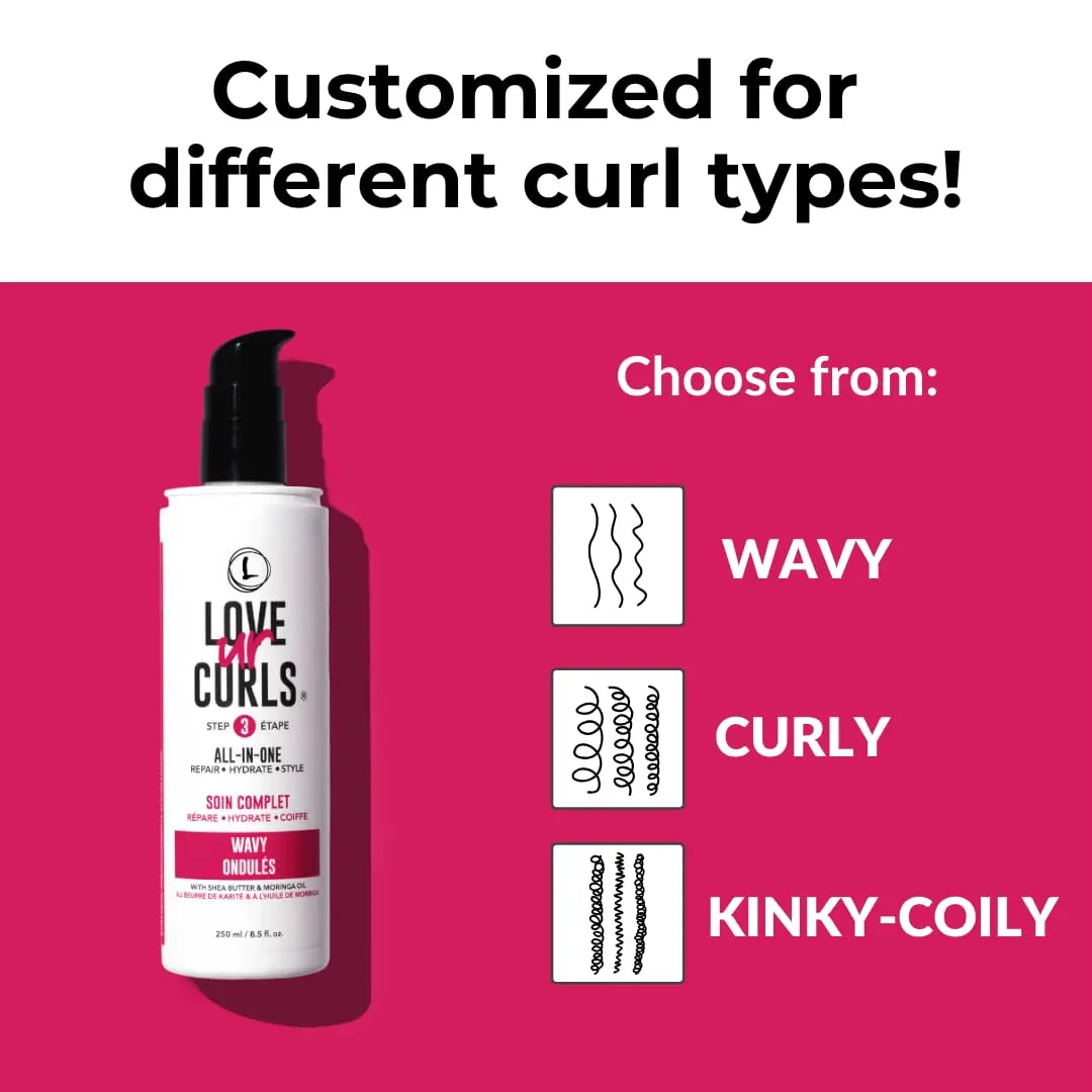 The LUS Brands All-in-One styler enhances natural wavy hair textures by providing moisture, definition, and shine without any sticky or crunchy residue.