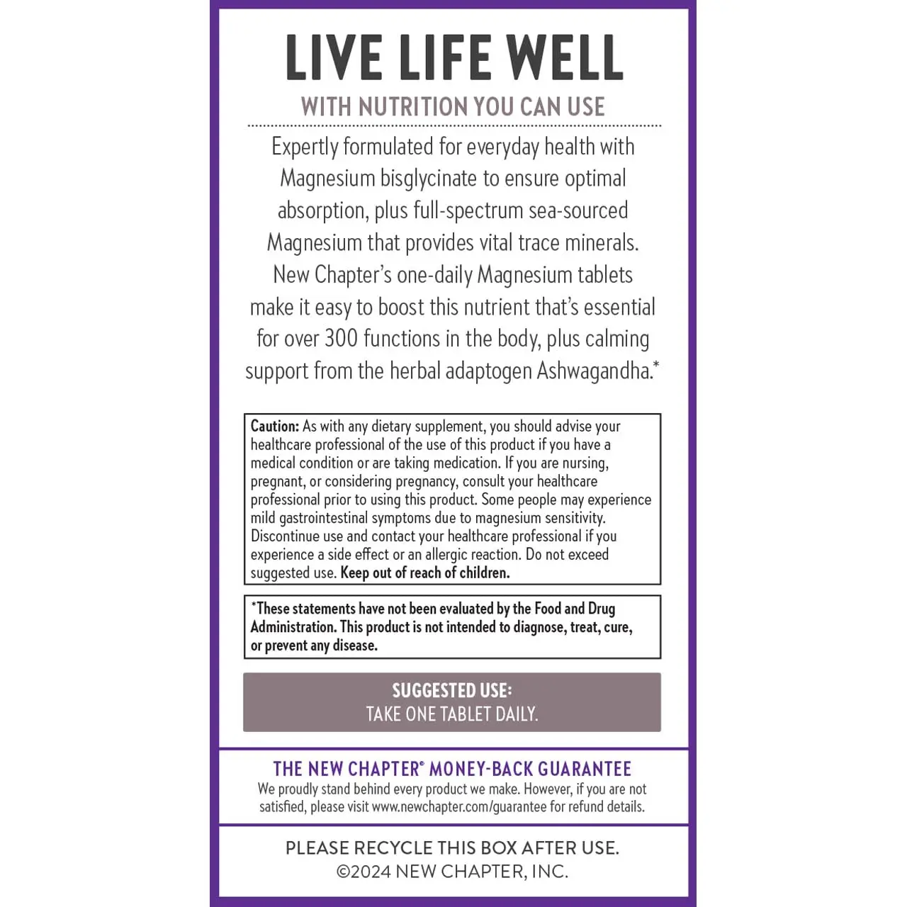New Chapter Magnesium and Ashwagandha supplement promotes muscle recovery, heart and bone health, calm and relaxation with 2.5x better absorption than leading brands.