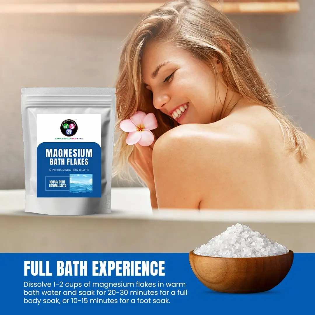 Relax and relieve muscle tension with these organic magnesium flakes in a warm bath soak.