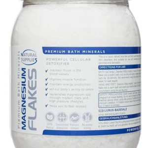 Premium magnesium chloride flakes for bath, providing relaxing therapy and helping maintain natural skin health and promoting joint & muscle health.