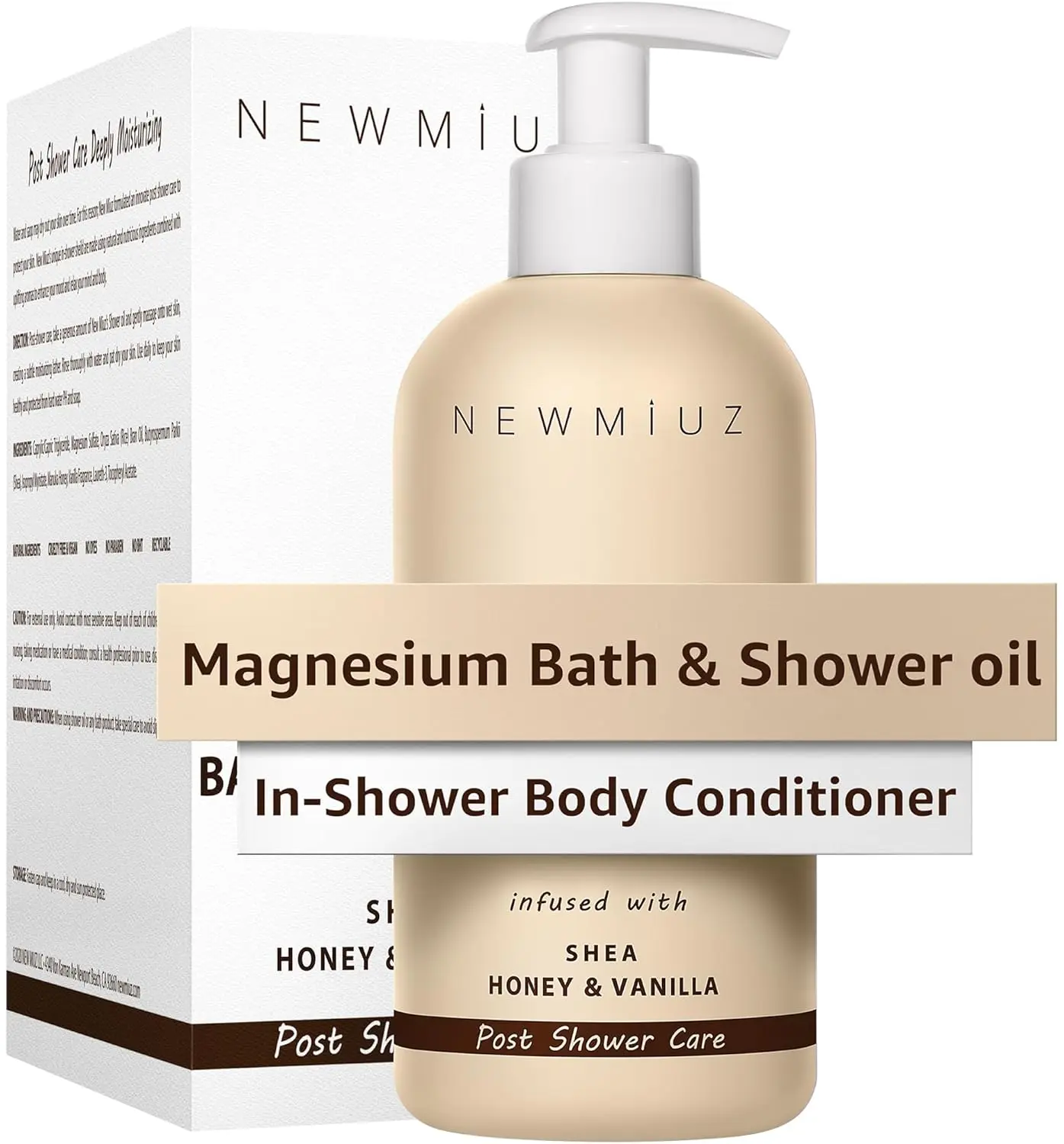 This luxurious magnesium shower oil with shea butter, honey, and vanilla deeply moisturizes dry skin and relaxes muscles for a spa-like experience.
