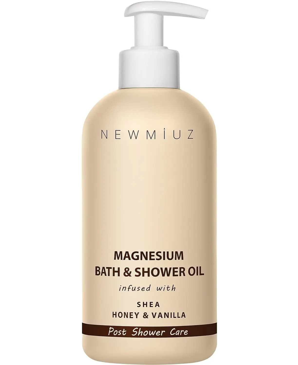 This luxurious magnesium shower oil with shea butter, honey, and vanilla deeply moisturizes dry skin and relaxes muscles for a spa-like experience.