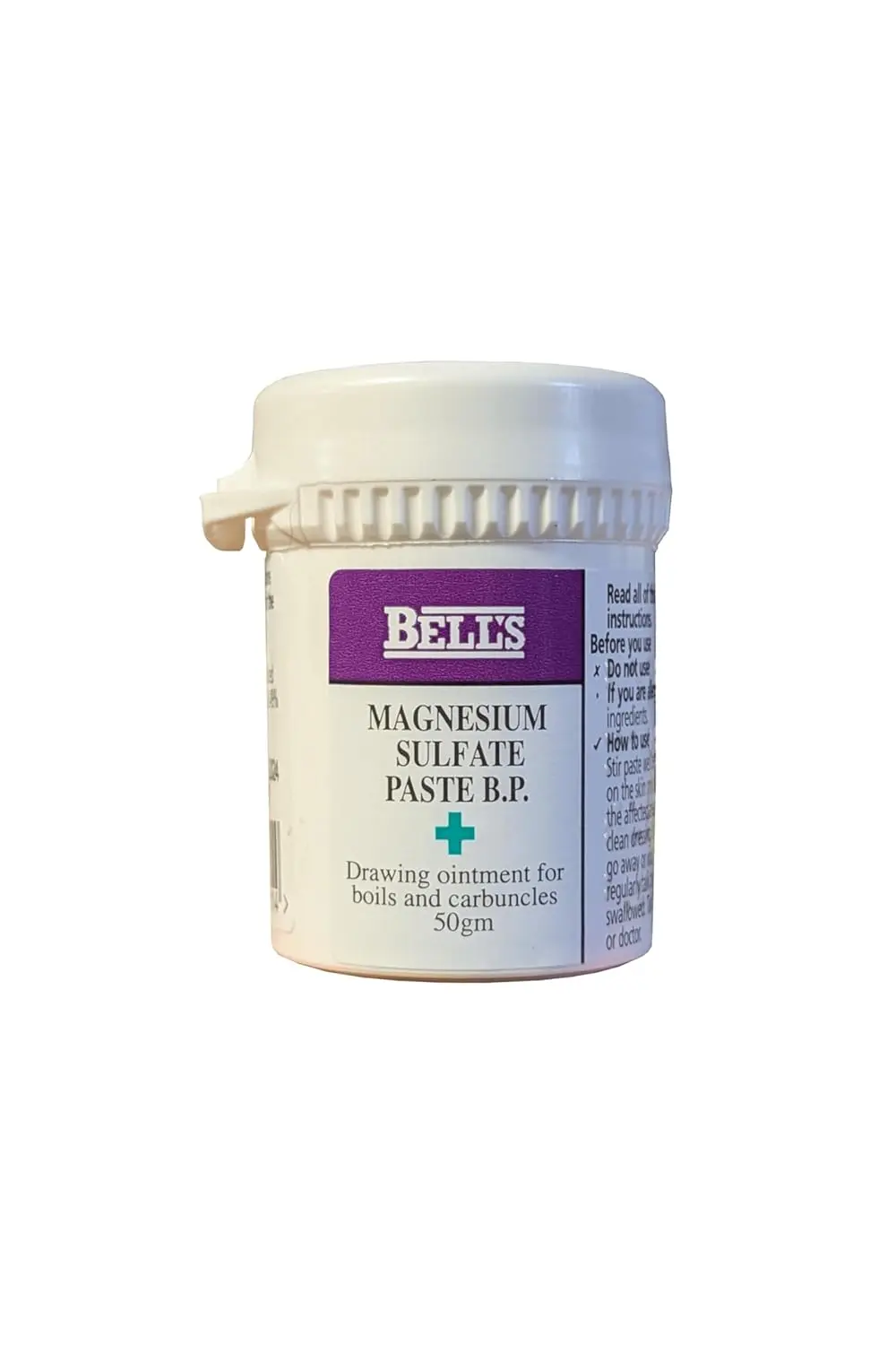 A 50g tub of magnesium sulphate paste containing phenol and glycerol, used as a drawing ointment.