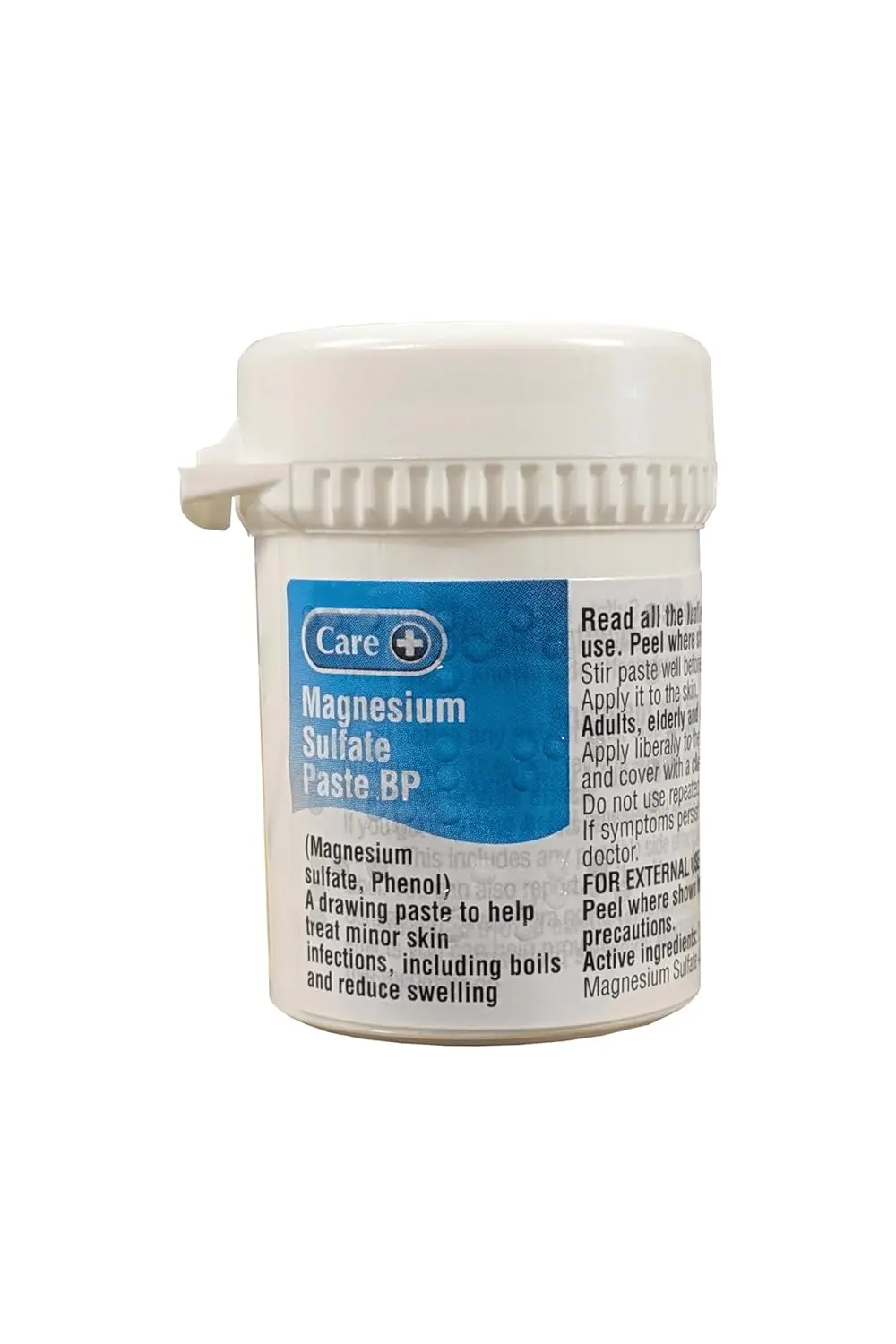 A 50g tub of magnesium sulphate paste containing phenol and glycerol, used as a drawing ointment.