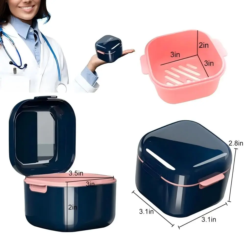 Blue MAKINGTEC solid retainer case with a hinged lid for storing and cleaning orthodontic dental retainers.