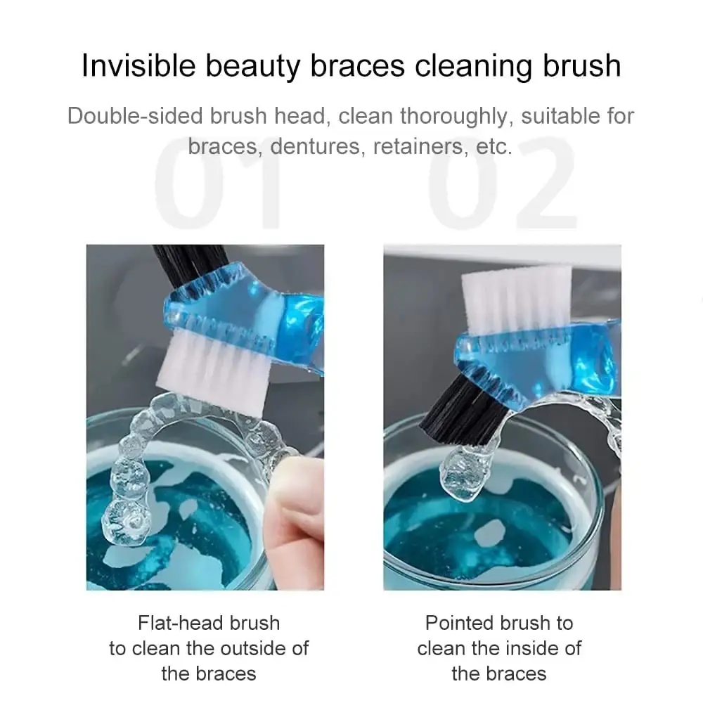 Blue MAKINGTEC solid retainer case with a hinged lid for storing and cleaning orthodontic dental retainers.