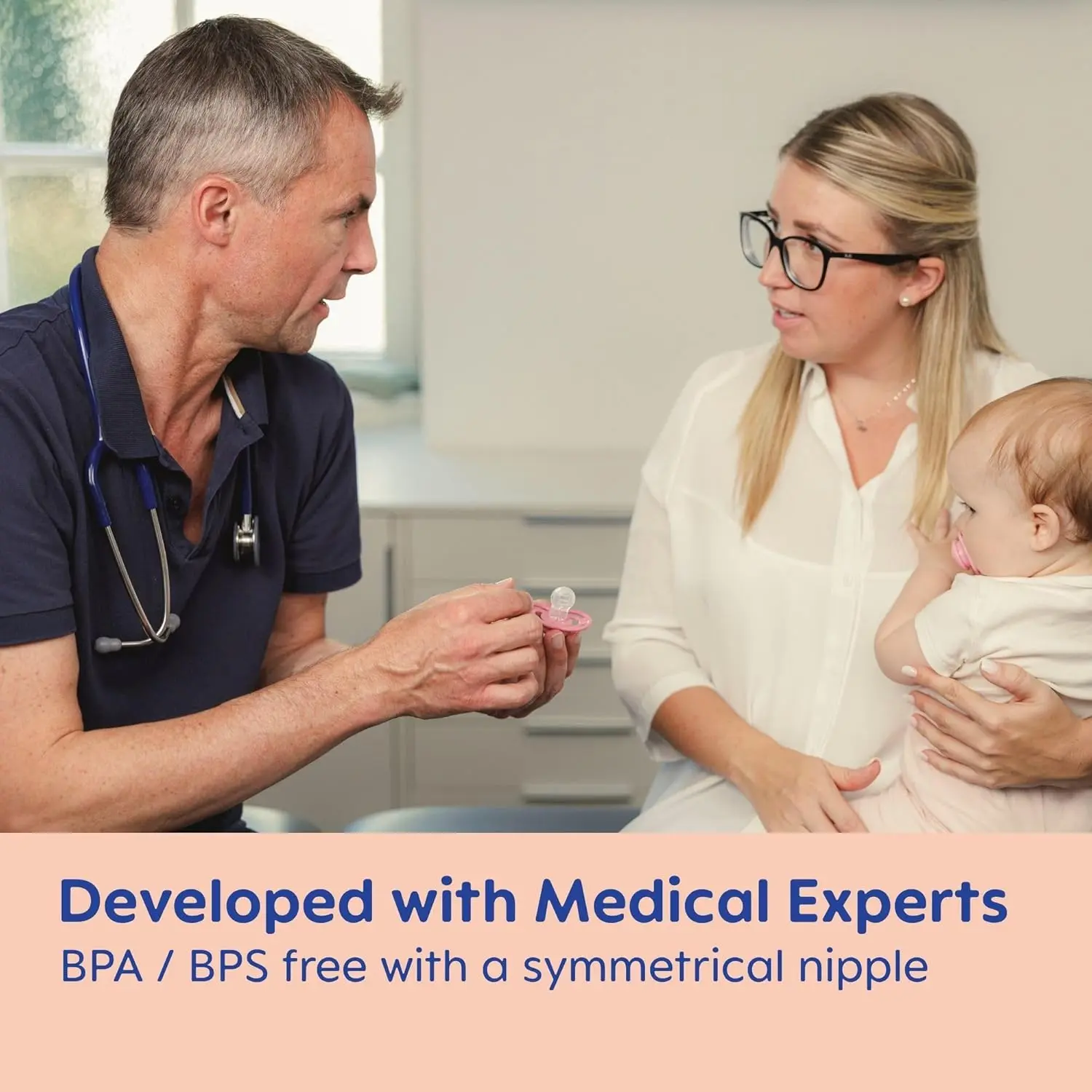 This image shows a two-pack of MAM Supreme Night pacifiers for girls, sized for babies 6-16 months, featuring a glow-in-the-dark button, SkinSoft silicone nipple, and a ventilated shield designed for sensitive skin.