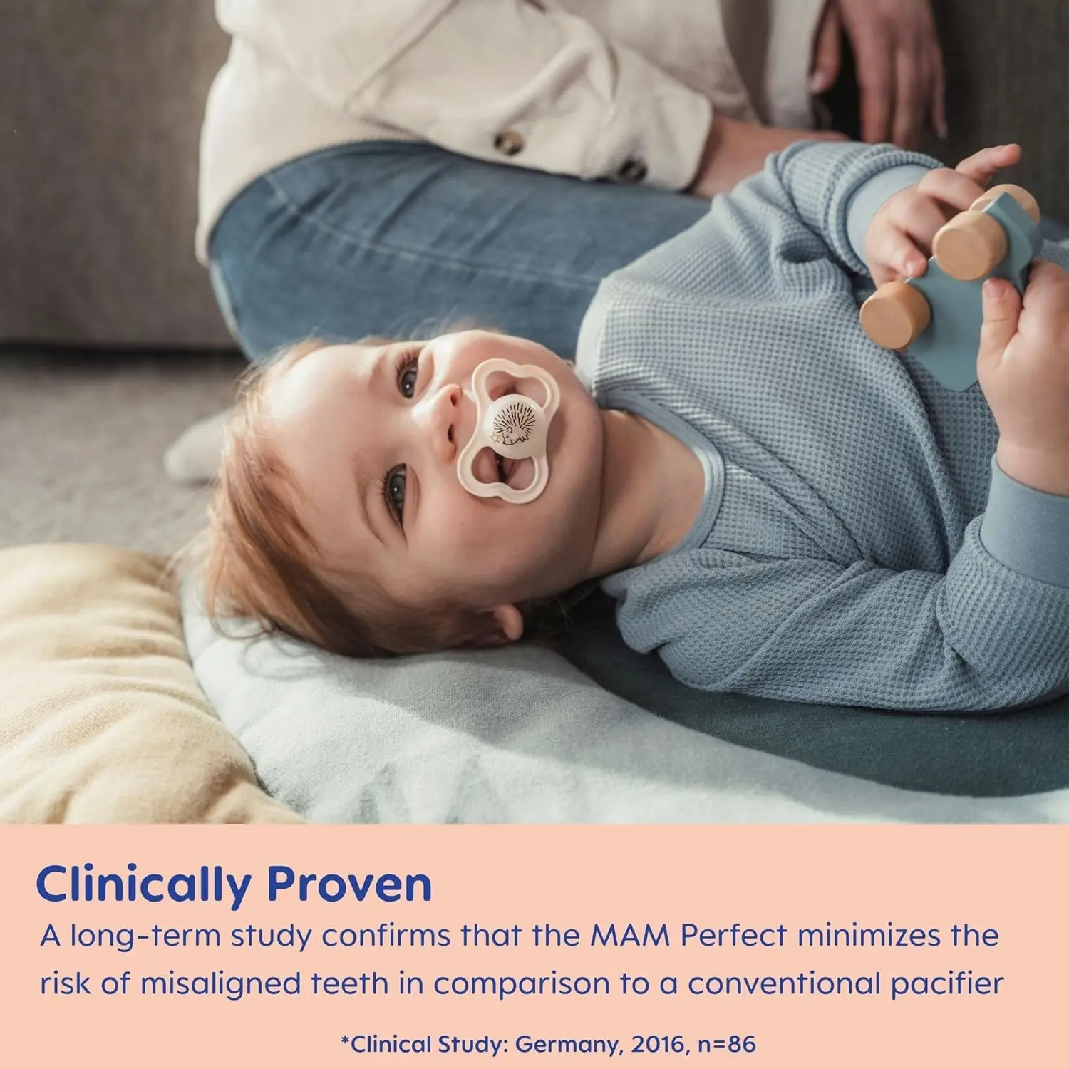 This image shows a two-pack of MAM Supreme Night pacifiers for girls, sized for babies 6-16 months, featuring a glow-in-the-dark button, SkinSoft silicone nipple, and a ventilated shield designed for sensitive skin.