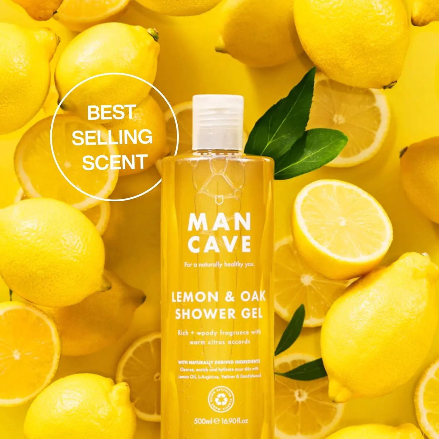 The Mancave shower gel gift set for men includes four 500ml bottles of sulphate-free, vegan-friendly shower gel in Wild Mint, Lemon & Oak, Cedarwood, and Sea Salt fragrances, beautifully packaged in recyclable materials.