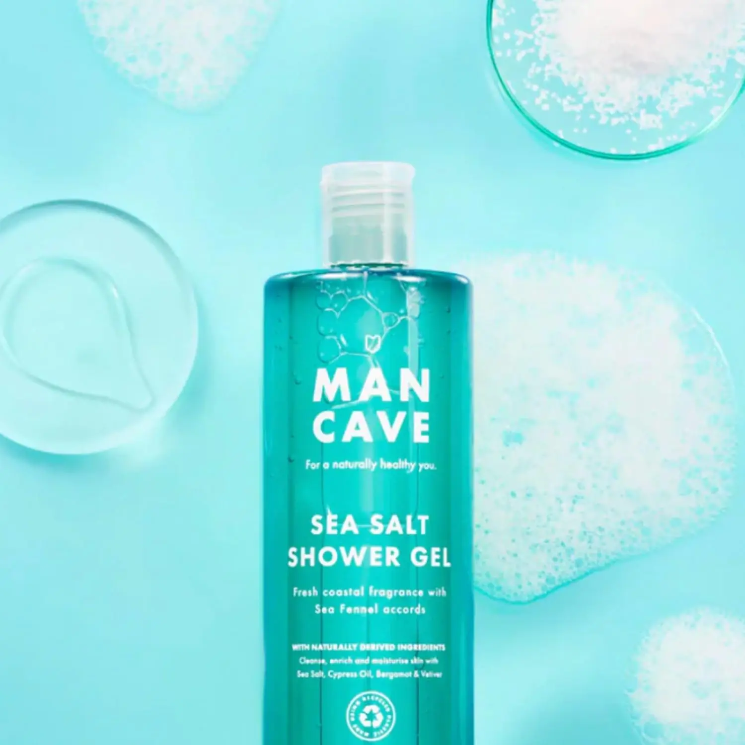 The Mancave shower gel gift set for men includes four 500ml bottles of sulphate-free, vegan-friendly shower gel in Wild Mint, Lemon & Oak, Cedarwood, and Sea Salt fragrances, beautifully packaged in recyclable materials.