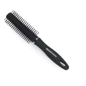 Manicare radial hairbrush for blow-drying and styling all hair types, featuring ball-tipped bristles to prevent breakage.