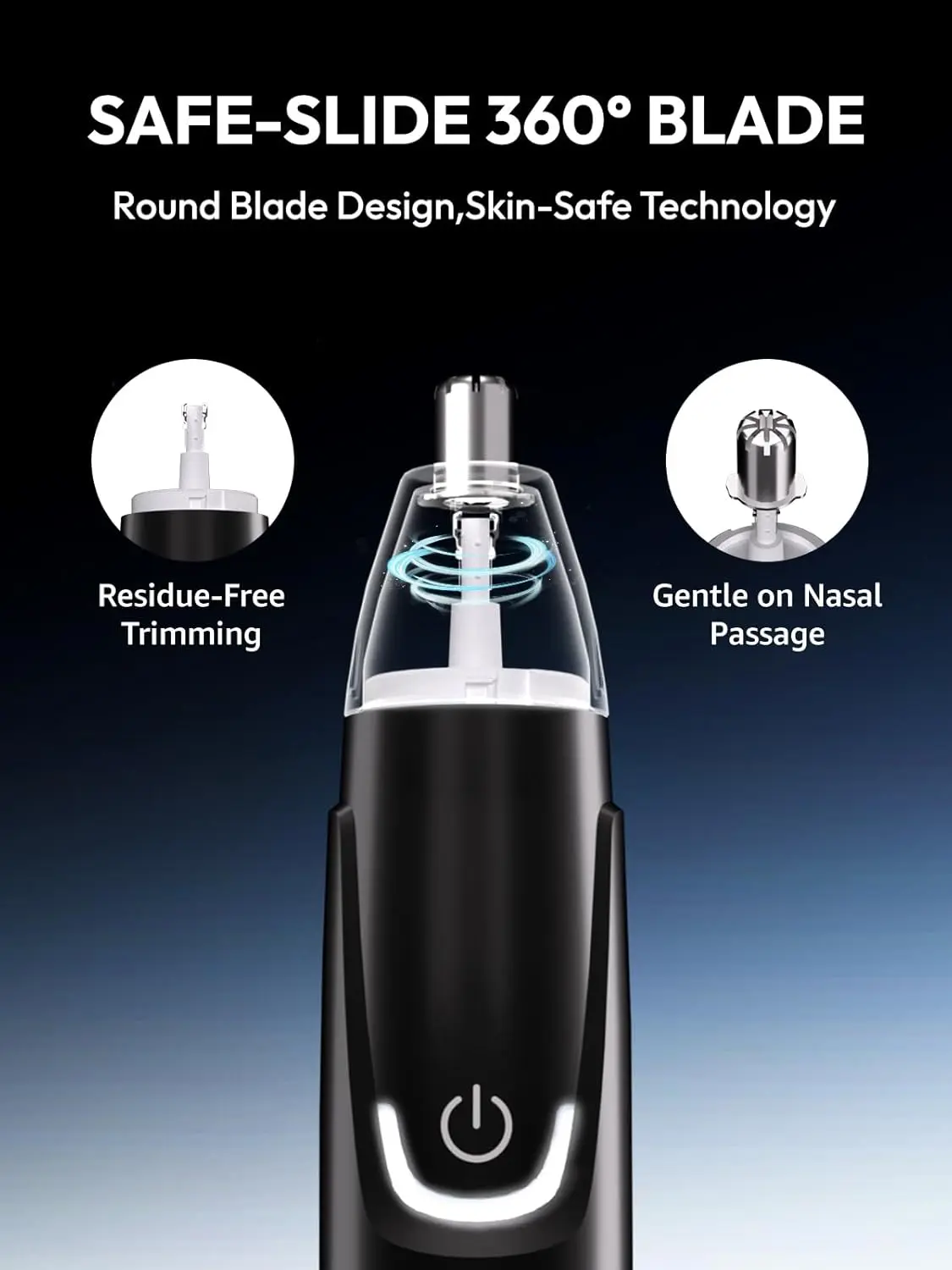 The MANSPOT nose and ear hair trimmer efficiently and comfortably removes unwanted hair with its dual-edge blades and powerful 8000-RPM motor, offering a painless and rechargeable grooming solution for men.
