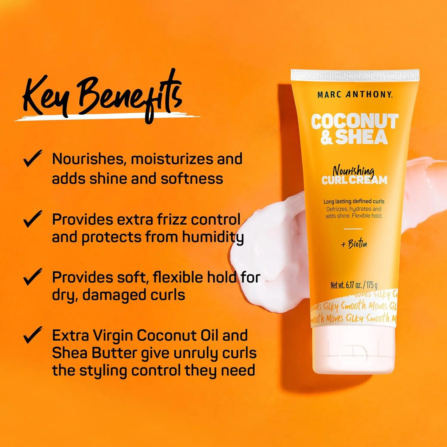 A 175 ml jar of Marc Anthony Coconut Curl Cream with shea butter, formulated without parabens, sulphates or phthalates.