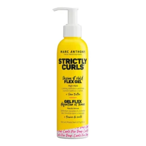 Marc Anthony Strictly Curls flex gel defines curls, controls frizz, and adds shine with shea butter for a touchable finish.