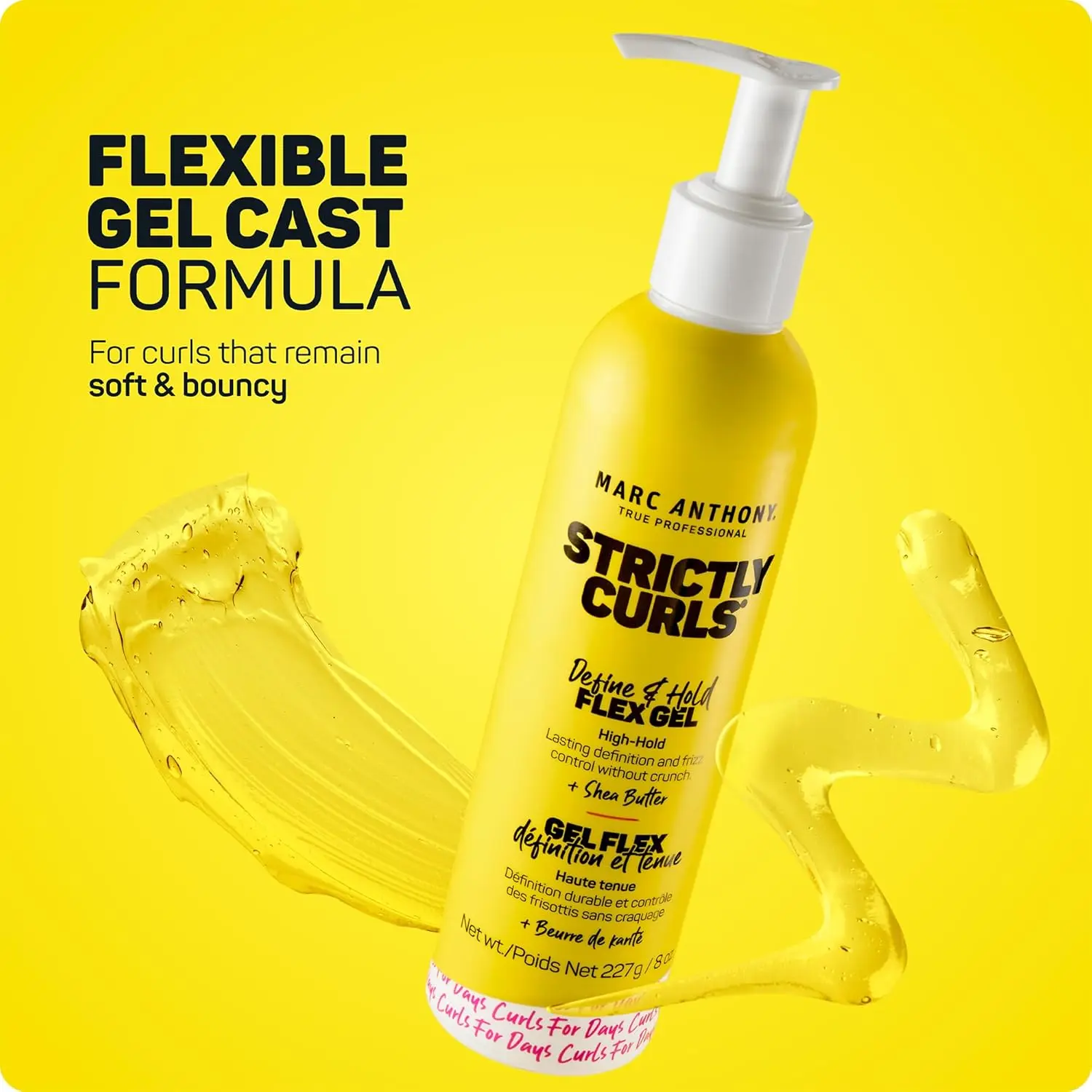 Marc Anthony Strictly Curls flex gel defines curls, controls frizz, and adds shine with shea butter for a touchable finish.
