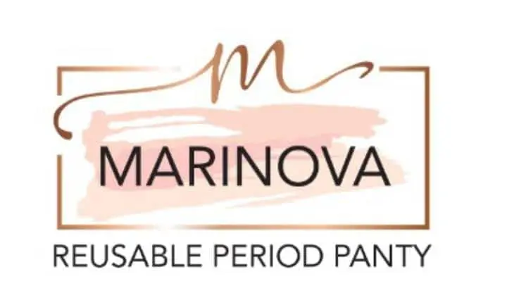 This image shows Marinova reusable period panties, a leak-proof underwear made of soft, moisture-wicking cotton with odor and stain protection, in a black and maroon combo.