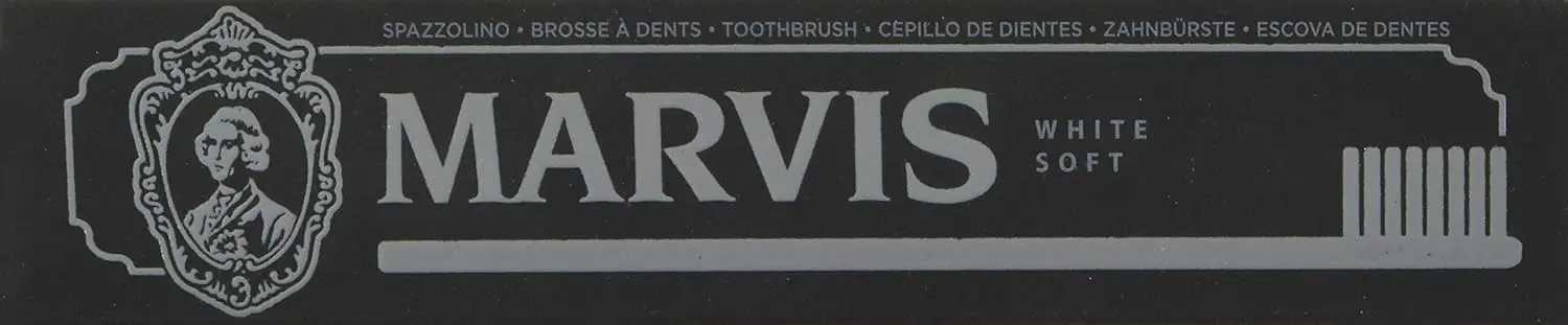 Close-up of a soft bristle Marvis toothbrush, designed for gentle and effective teeth cleaning.