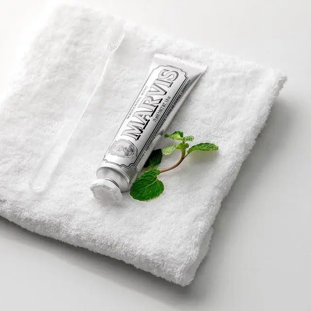 A 75ml tube of Marvis Whitening Mint toothpaste for removing plaque, tartar and a refreshing taste.